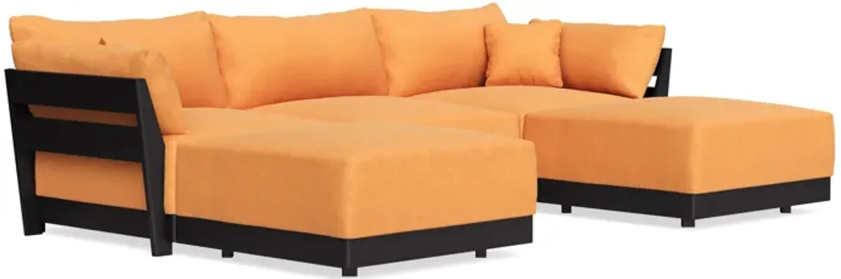 Modular Bondi Black 3-Seater U-Sectional in Tangerine | Memory Foam Blend