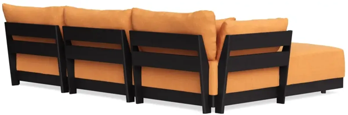 Modular Bondi Black 3-Seater U-Sectional in Tangerine | Memory Foam Blend