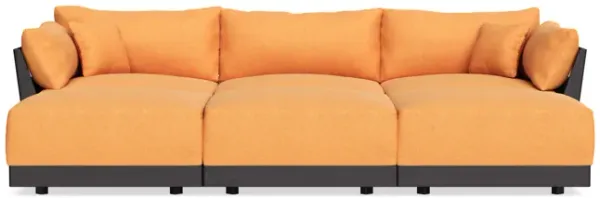 Modular Bondi Black 3-Seater Daybed Sofa Sectional in Tangerine | Memory Foam Blend