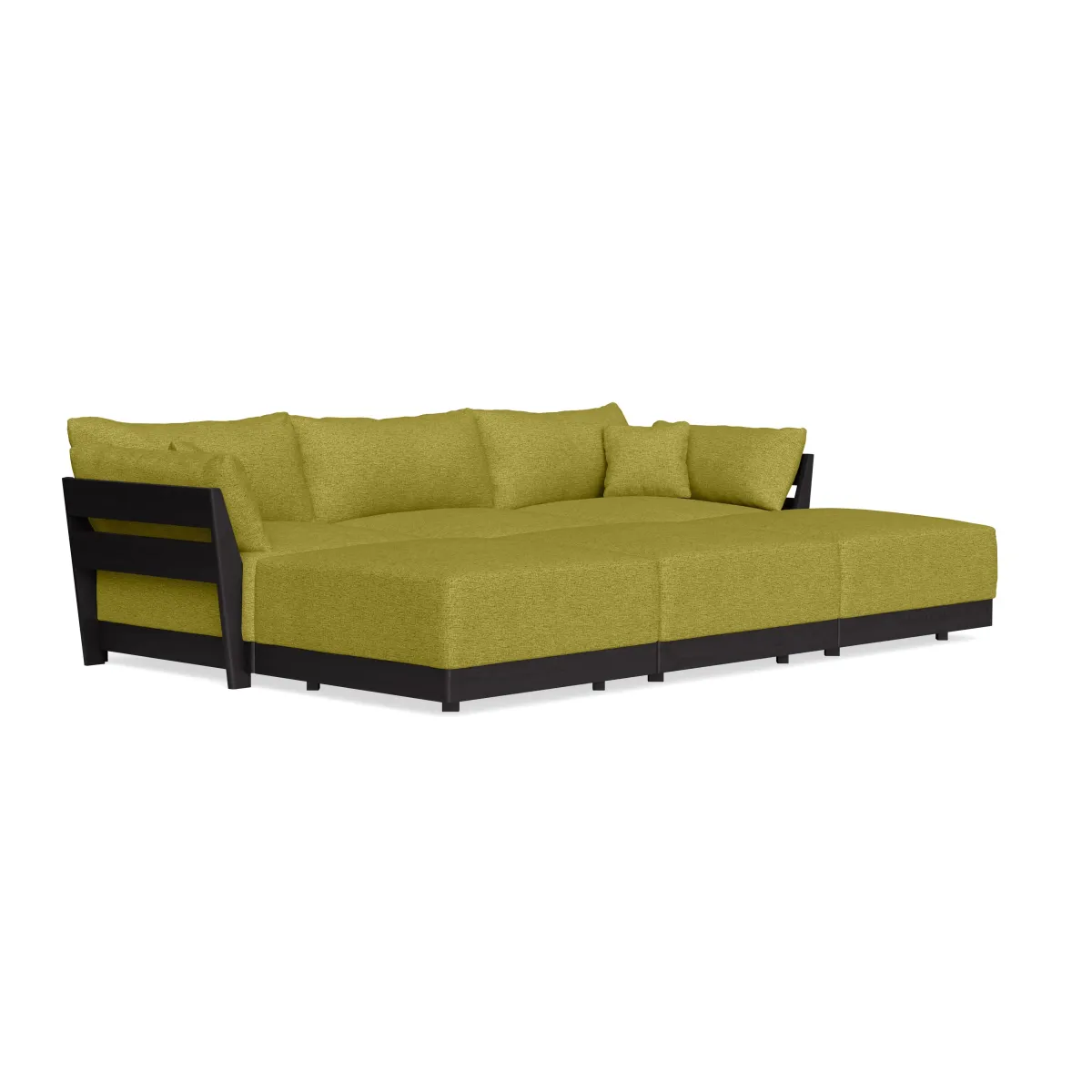 Modular Bondi Black 3-Seater Daybed Sofa Sectional in Avocado | Classic Blend