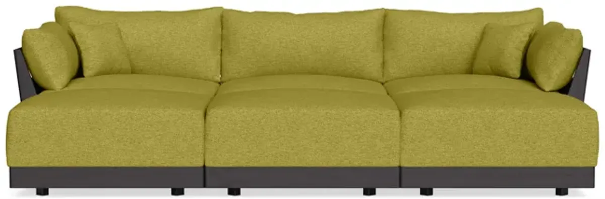 Modular Bondi Black 3-Seater Daybed Sofa Sectional in Avocado | Classic Blend