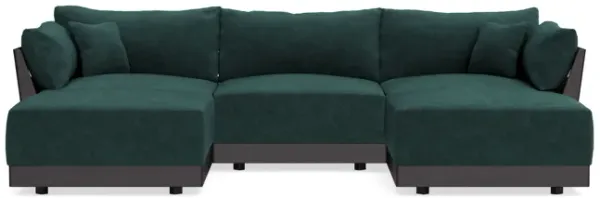 Modular Bondi Black 3-Seater U-Sectional in Harbor Blue | Memory Foam Blend