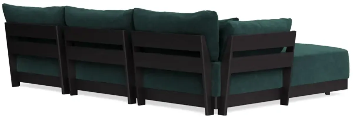 Modular Bondi Black 3-Seater U-Sectional in Harbor Blue | Classic Blend