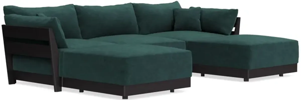 Modular Bondi Black 3-Seater U-Sectional in Harbor Blue | Classic Blend