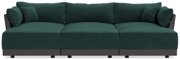 Modular Bondi Black 3-Seater Daybed Sofa Sectional in Harbor Blue | Memory Foam Blend