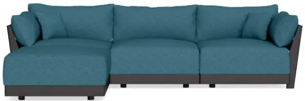 Modular Bondi Black 3-Seater Sectional in Aegean Blue | Classic Blend