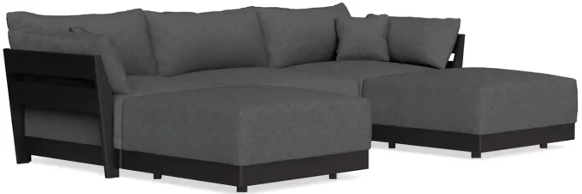 Modular Bondi Black 3-Seater U-Sectional in Pebble | Memory Foam Blend