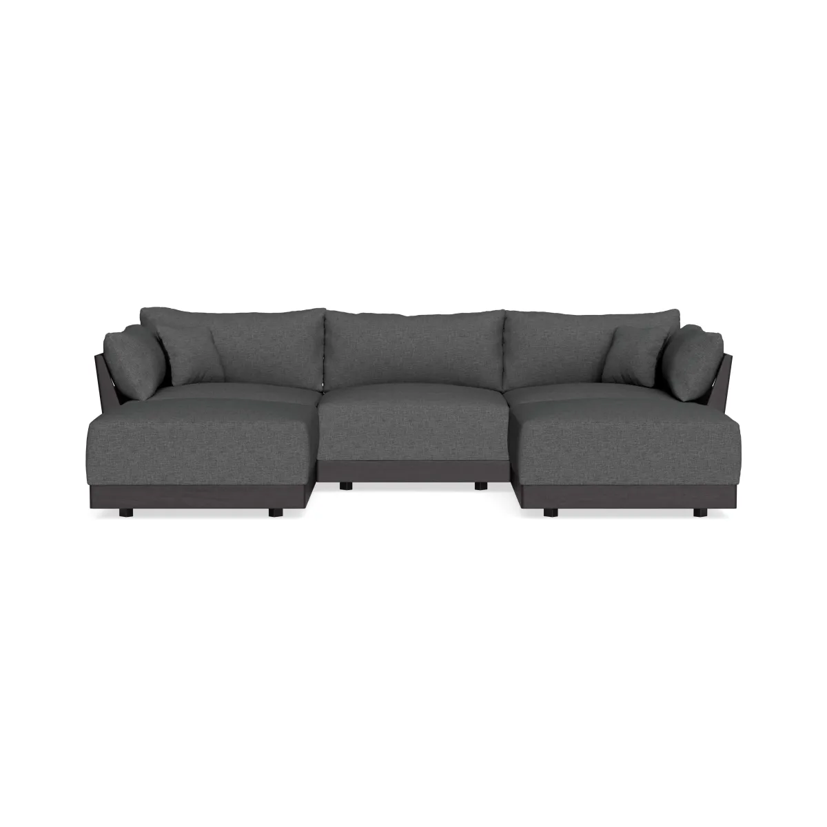 Modular Bondi Black 3-Seater U-Sectional in Pebble | Memory Foam Blend