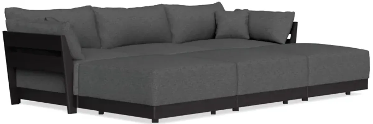 Modular Bondi Black 3-Seater Daybed Sofa Sectional in Pebble | Classic Blend