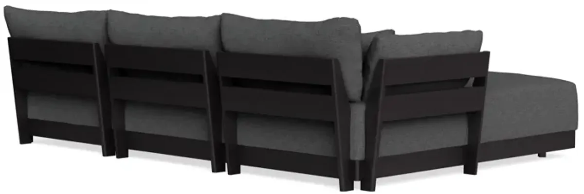 Modular Bondi Black 3-Seater Daybed Sofa Sectional in Pebble | Classic Blend