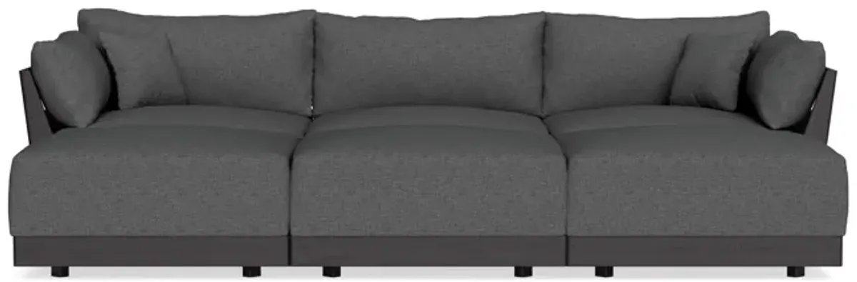 Modular Bondi Black 3-Seater Daybed Sofa Sectional in Pebble | Classic Blend