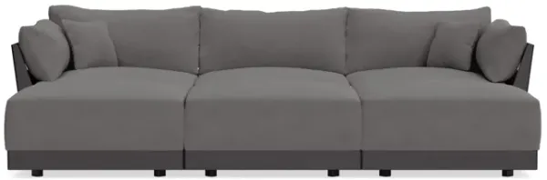 Modular Bondi Black 3-Seater Daybed Sofa Sectional in Burnt Ember | Memory Foam Blend