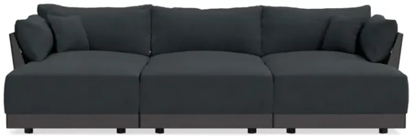 Modular Bondi Black 3-Seater Daybed Sofa Sectional in Obsidian | Memory Foam Blend