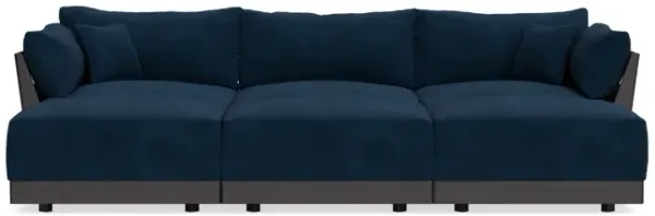 Modular Bondi Black 3-Seater Daybed Sofa Sectional in Royal Blue | Memory Foam Blend