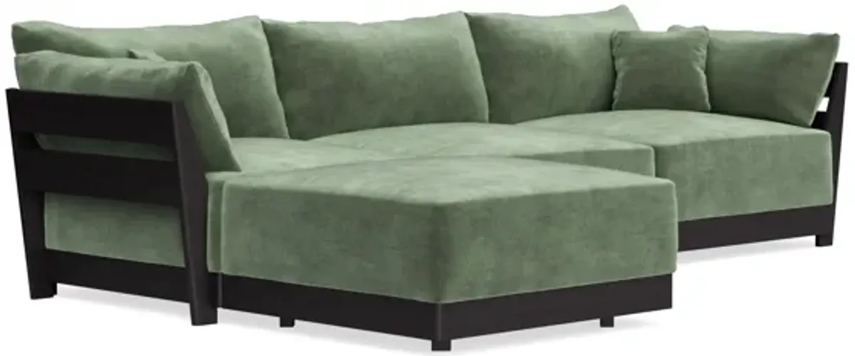 Modular Bondi Black 3-Seater Sectional in Rosemary | Classic Blend
