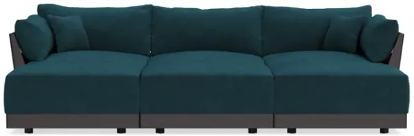 Modular Bondi Black 3-Seater Daybed Sofa Sectional in Indigo | Memory Foam Blend