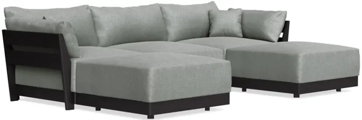Modular Bondi Black 3-Seater U-Sectional in Storm Gray | Memory Foam Blend