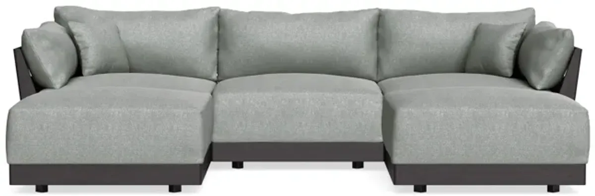 Modular Bondi Black 3-Seater U-Sectional in Storm Gray | Memory Foam Blend