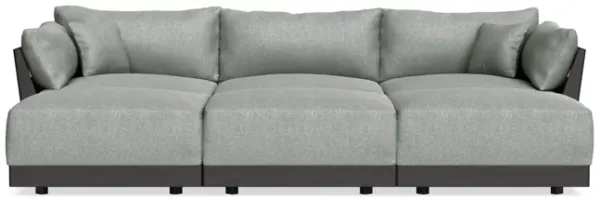 Modular Bondi Black 3-Seater Daybed Sofa Sectional in Storm Gray | Memory Foam Blend