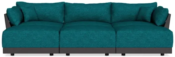 Modular Bondi Black 3-Seater Daybed Sofa Sectional in Marine Teal | Memory Foam Blend