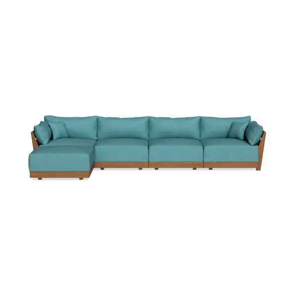 Modular Bondi Espresso 4-Seater Sectional in Blue Lagoon | Classic Blend