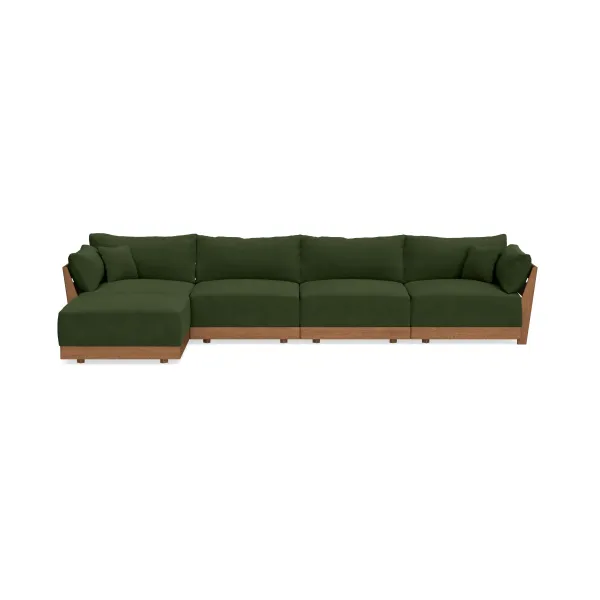 Modular Bondi Espresso 4-Seater Sectional in Tuscan Green | Classic Blend