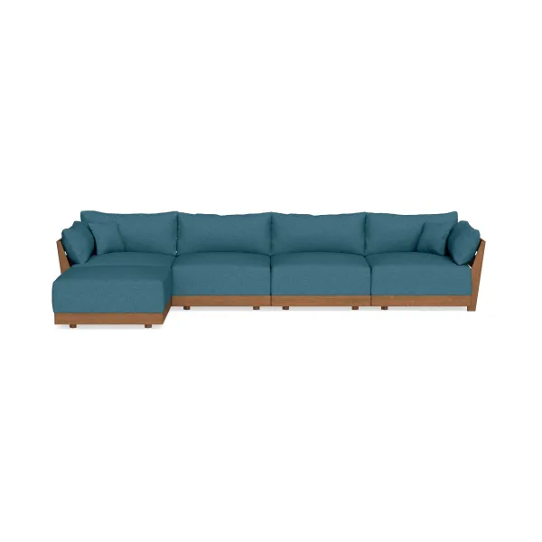 Modular Bondi Espresso 4-Seater Sectional in Aegean Blue | Classic Blend