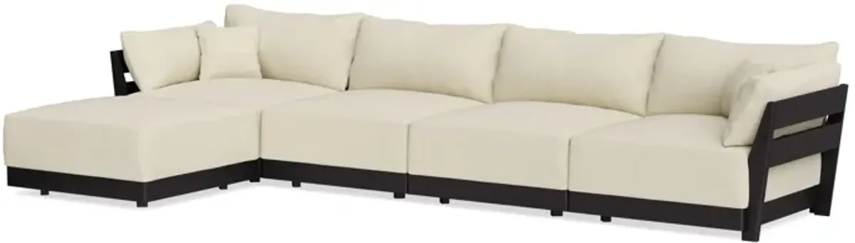 Modular Bondi Black 4-Seater Sectional in Parchment | Classic Blend