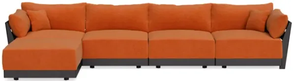 Modular Bondi Black 4-Seater Sectional in Terracotta | Classic Blend