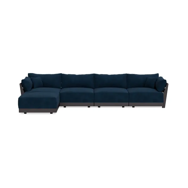 Modular Bondi Black 4-Seater Sectional in Royal Blue | Classic Blend