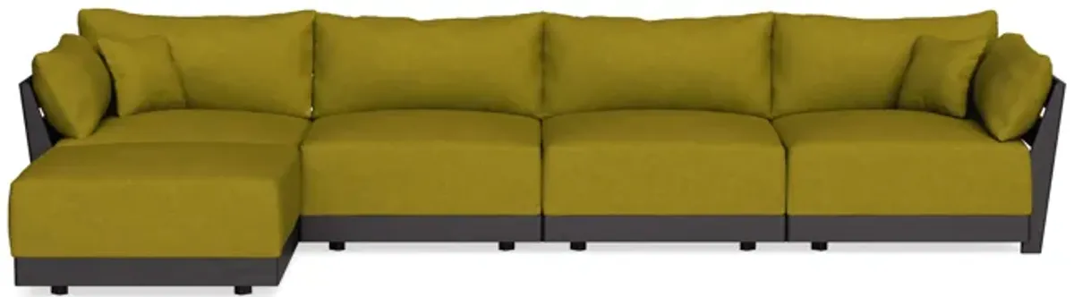 Modular Bondi Black 4-Seater Sectional in Olive Green | Classic Blend