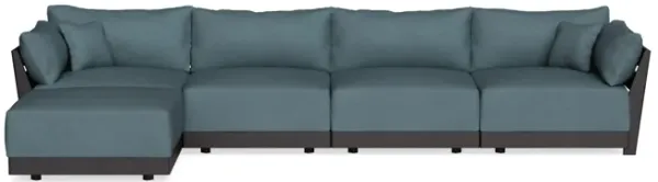 Modular Bondi Black 4-Seater Sectional in Slate Blue | Classic Blend