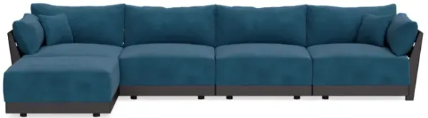 Modular Bondi Black 4-Seater Sectional in Commodore Blue | Classic Blend