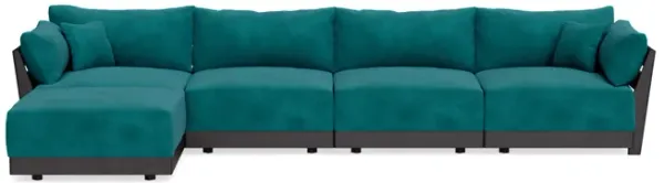 Modular Bondi Black 4-Seater Sectional in Peacock | Classic Blend