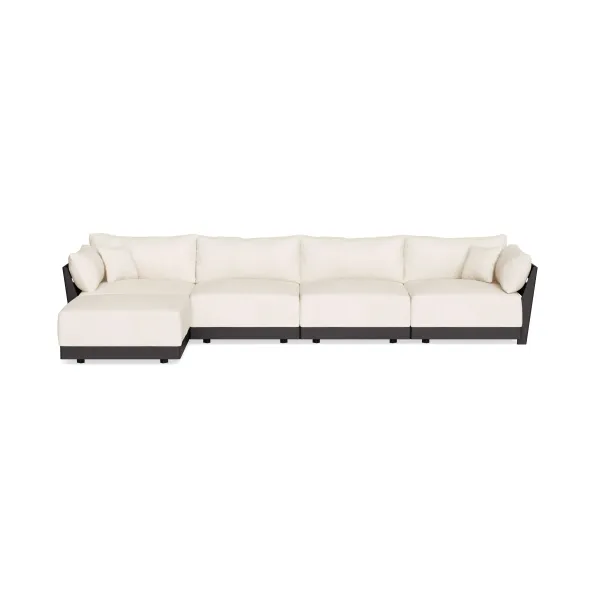 Modular Bondi Black 4-Seater Sectional in Powder | Classic Blend