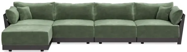 Modular Bondi Black 4-Seater Sectional in Rosemary | Classic Blend