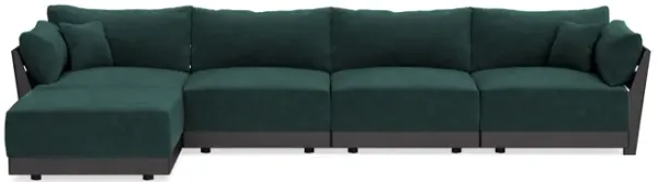 Modular Bondi Black 4-Seater Sectional in Harbor Blue | Classic Blend