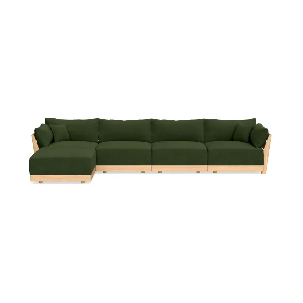 Modular Bondi Latte 4-Seater Sectional in Tuscan Green | Classic Blend