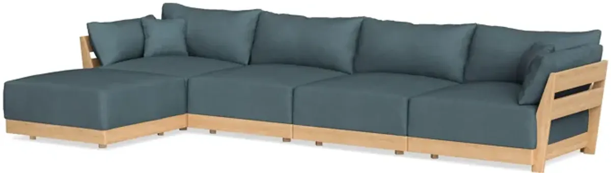 Modular Bondi Latte 4-Seater Sectional in Slate Blue | Classic Blend