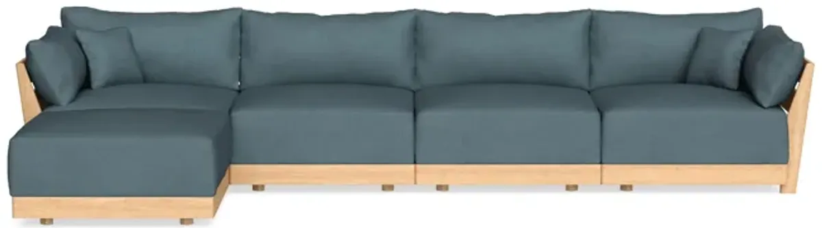 Modular Bondi Latte 4-Seater Sectional in Slate Blue | Classic Blend