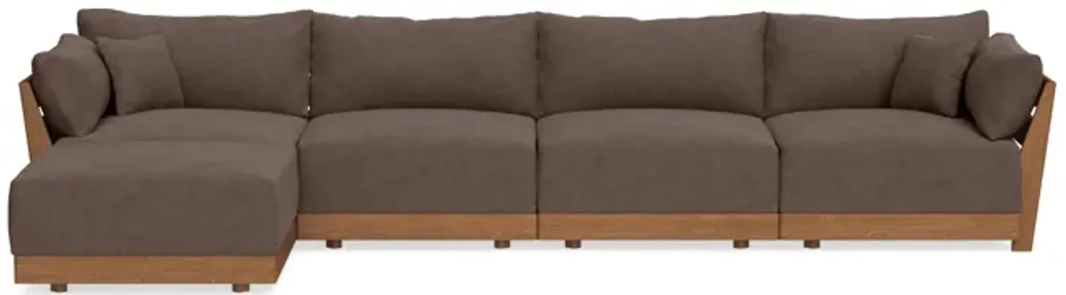 Modular Bondi Espresso 4-Seater Sectional in Chocolate | Memory Foam Blend