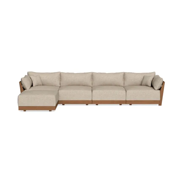 Modular Bondi Espresso 4-Seater Sectional in Flax | Memory Foam Blend