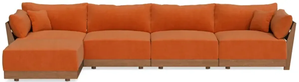 Modular Bondi Espresso 4-Seater Sectional in Terracotta | Memory Foam Blend