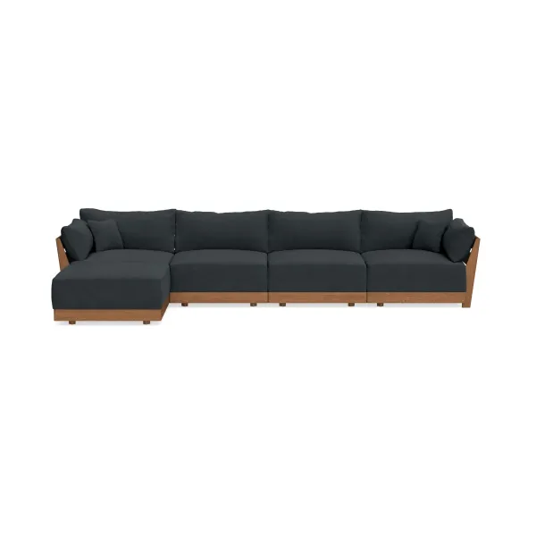 Modular Bondi Espresso 4-Seater Sectional in Obsidian | Memory Foam Blend