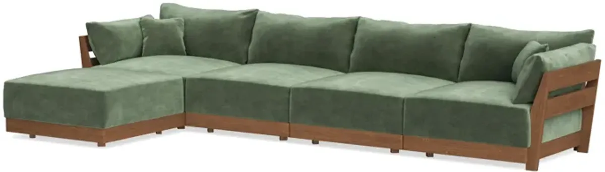 Modular Bondi Espresso 4-Seater Sectional in Rosemary | Memory Foam Blend