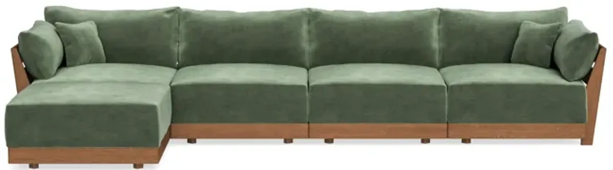 Modular Bondi Espresso 4-Seater Sectional in Rosemary | Memory Foam Blend