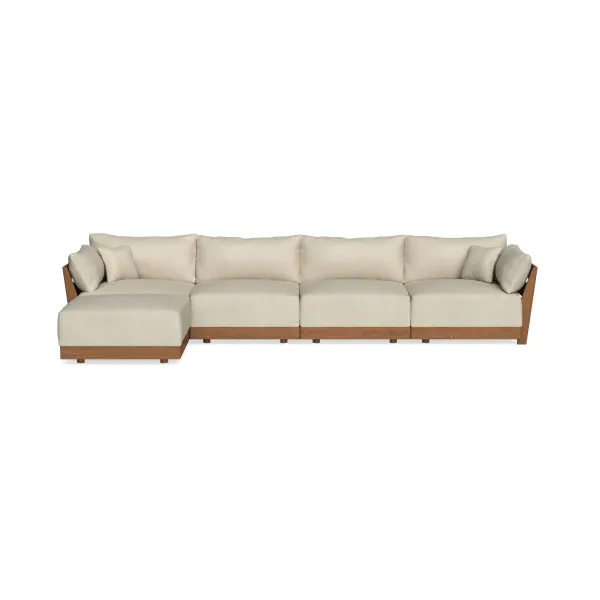 Modular Bondi Espresso 4-Seater Sectional in Almond | Memory Foam Blend