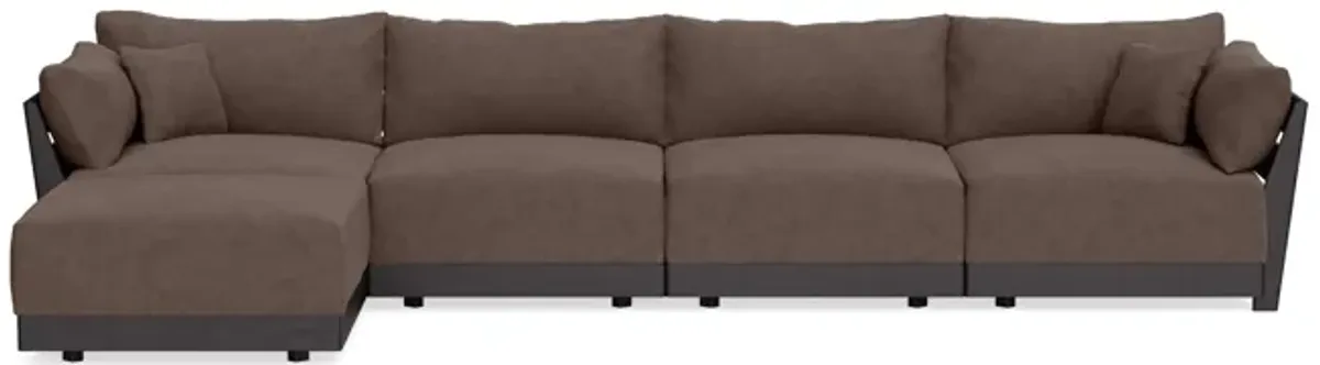 Modular Bondi Black 4-Seater Sectional in Chocolate | Memory Foam Blend