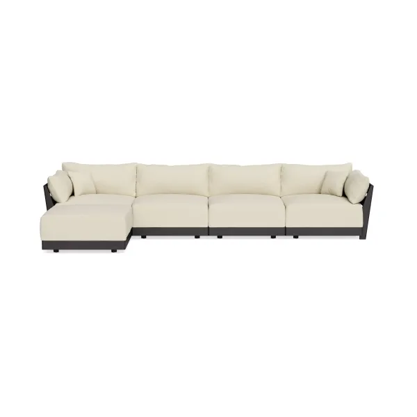 Modular Bondi Black 4-Seater Sectional in Parchment | Memory Foam Blend