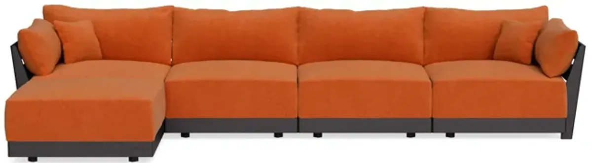 Modular Bondi Black 4-Seater Sectional in Terracotta | Memory Foam Blend